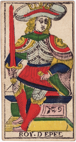 La spirale dans le tarot (2 de deniers, roi d'épées) Conver1865RoiEpees